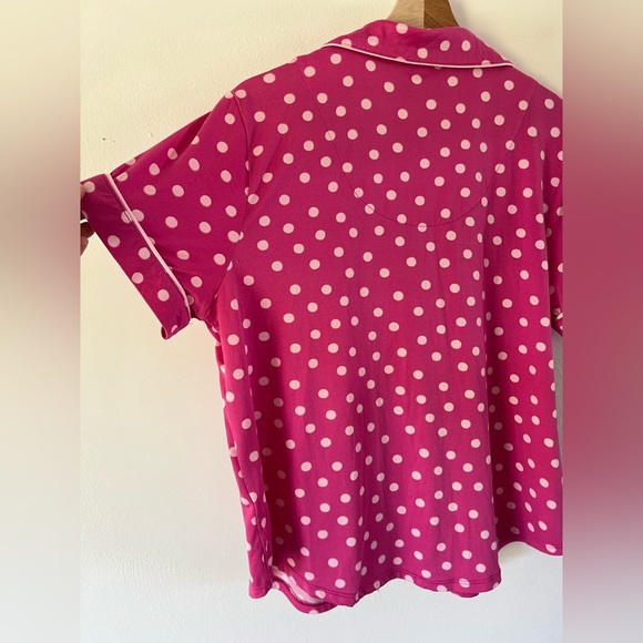 Kate Spade Pink Polka Dot Top & Crop Pants Pajama Set Size Large - Picture 14 of 14